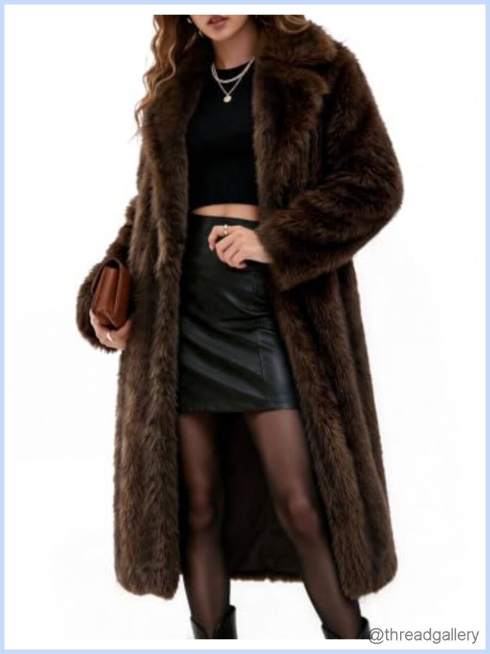 Long Faux Fur Coat Fluffy Shaggy Warm Furry Jacket